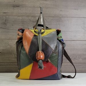 AmeriLeather Betsy Multicolor Backpack Tote Shoulder Bag